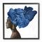 Stupell Industries Blue Strong Female Portrait Patterned Head Wrap Wall Accent with Black Frame